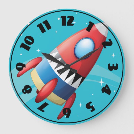 Flying Spaceship-Uhr Große Wanduhr (Vorderseite)