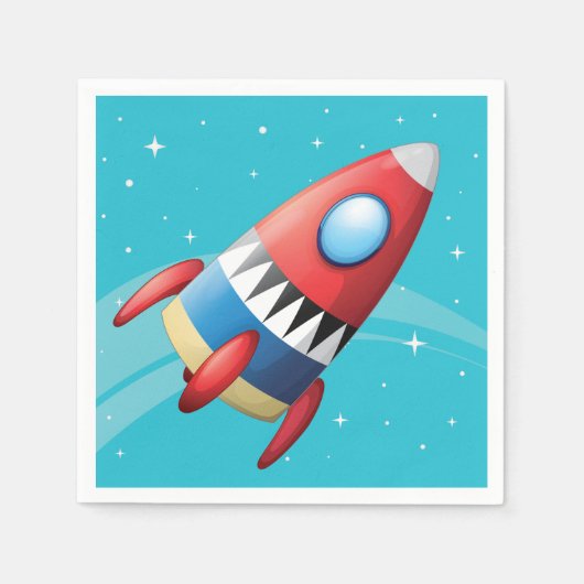Flying Spaceshiship Paper Napkins Serviette (Vorderseite)