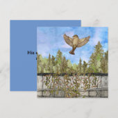 Flying Sparrow Blue Sky Blank Flat Note Card Mitteilungskarte (Vorne/Hinten)