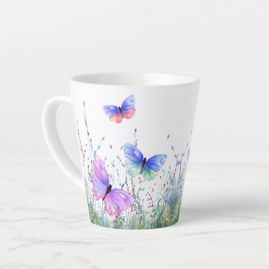 Flying Spring Butterflies Latte Tasse (Linke Ecke)