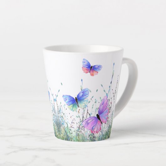 Flying Spring Butterflies Latte Tasse (Rechte Ecke)