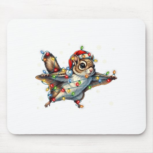 Flying Squirrel Christmas Lights Tee Merry Squirre Mousepad (Vorne)