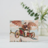 Flying Steampunk Car Postcard Postkarte (Stehend Vorderseite)