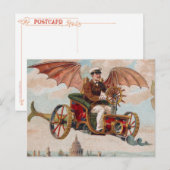 Flying Steampunk Car Postcard Postkarte (Vorne/Hinten)