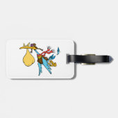 Flying Stork Cartoon mit Goggles und Baby Bundle Gepäckanhänger (Rückseite horizontal)