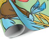 Flying Stork Cartoon mit Goggles und Baby Bundle Geschenkpapier (Rolleneckpunkt)