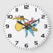 Flying Stork Cartoon mit Goggles und Baby Bundle Große Wanduhr (Vorderseite)