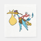 Flying Stork Cartoon mit Goggles und Baby Bundle Serviette (Vorderseite)