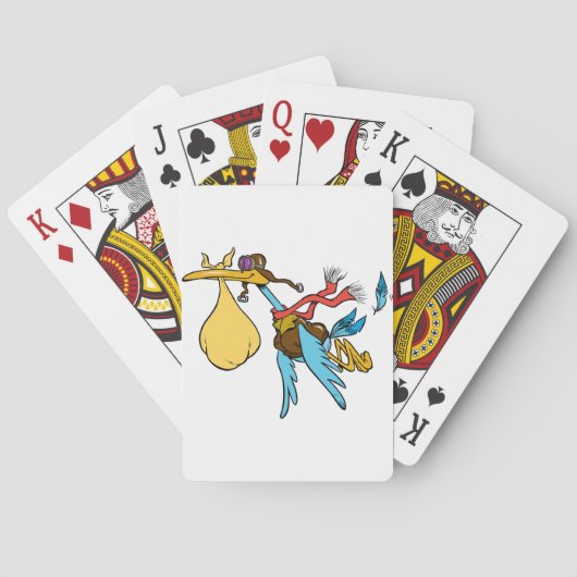 Flying Stork Cartoon mit Goggles und Baby Bundle Spielkarten (Rückseite)