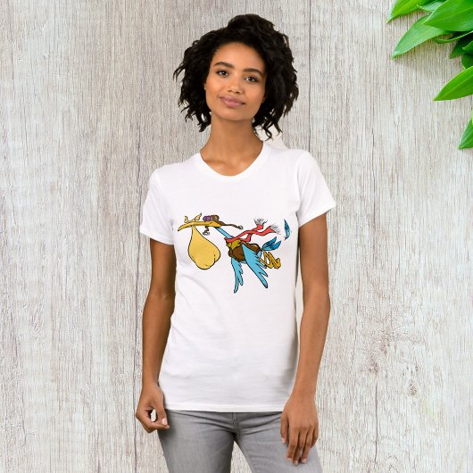 Flying Stork Cartoon mit Goggles und Baby Bundle T-Shirt