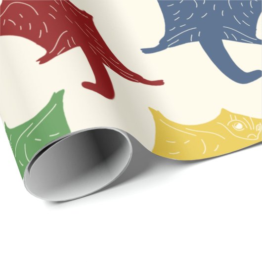 Flying Sugar Gliders Primärfarben Gemustert Geschenkpapier (Rolleneckpunkt)