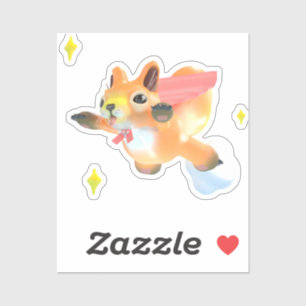 Flying super-squirrel and stars aufkleber