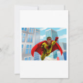 Flying Superhero Comic Style Red and Yellow Held Einladung (Vorderseite)