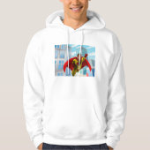 Flying Superhero Comic Style Red and Yellow Held Hoodie (Vorderseite)