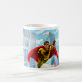 Flying Superhero Comic Style Red and Yellow Held Kaffeetasse (Mittel)