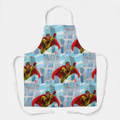 Flying Superhero Comic Style Red and Yellow Held Schürze (Vorderseite)