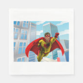 Flying Superhero Comic Style Red and Yellow Held Serviette (Vorderseite)
