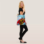 Flying Superhero Comic Style Red and Yellow Held Tasche