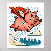 Flying Superhero Pig Poster (Vorne)