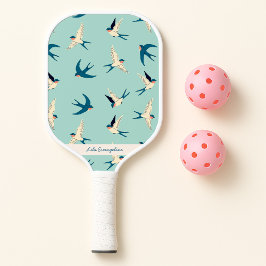 Flying Swallow Aqua Blue Individuelle Name Pickleball Schläger