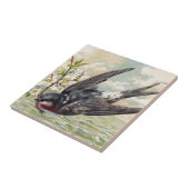 Flying swallow with flower twig fliese (Seite)