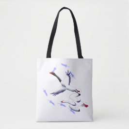 Flying Swans Minimalist Fantasy Bird Art Tote Tasche