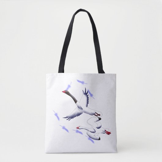 Flying Swans Minimalist Fantasy Bird Art Tote Tasche (Vorderseite)