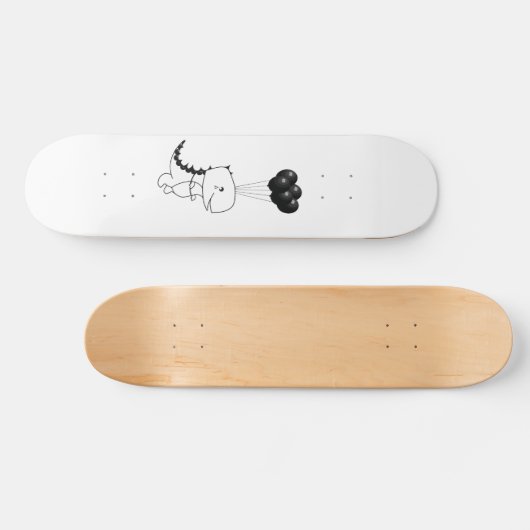 Flying T-Rex With Black Ballons Skateboard (Horizontal)