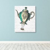 Flying Teapot 1 Grün und Gelb Leinwanddruck (Insitu (Holzboden))