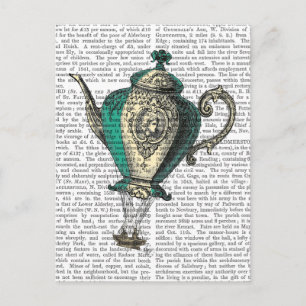 Flying Teapot 1 Grün und Gelb Postkarte
