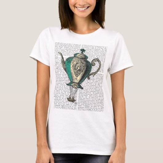 Flying Teapot 1 Grün und Gelb T-Shirt (Vorderseite)