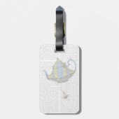 Flying Teapot 3 Blau und Gelb Gepäckanhänger (Rückseite vertikal)