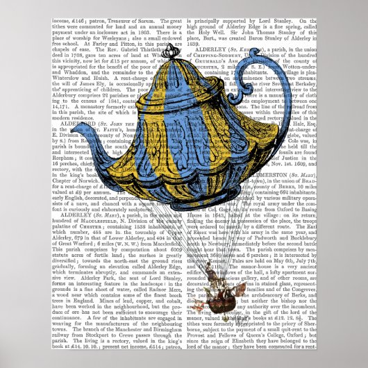Flying Teapot 3 Blau und Gelb Poster (Vorne)