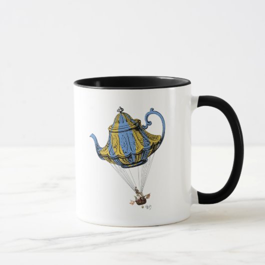 Flying Teapot 3 Blau und Gelb Tasse (Rechts)