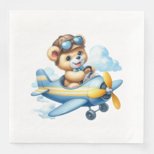 Flying Teddy Bear Baby Shower Serviette