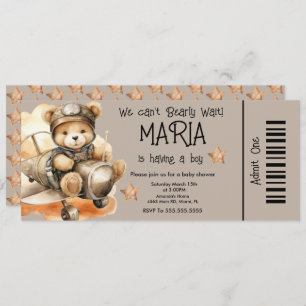 Flying Teddy Bear Baby Shower Ticket Party Einladung