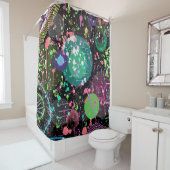 Flying Through Space: A Maximalist Abstract Duschvorhang (Beispiel)