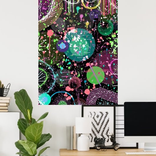 Flying Through Space: A Maximalist Abstract  Poster (Heimbüro)