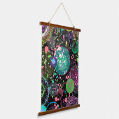 Flying Through Space: A Maximalist Abstract  Wandteppich Mit Holzrahmen (Gewinkelt)