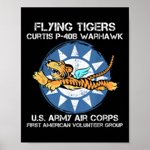 Flying Tigers Curtis P-40b Warhawk Weltkrieg 2 Luf Poster