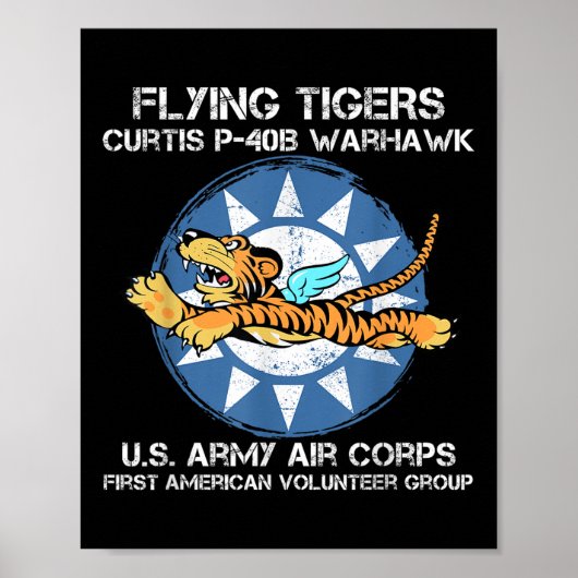 Flying Tigers Curtis P-40b Warhawk Weltkrieg 2 Luf Poster (Vorne)