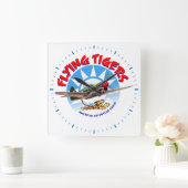 Flying Tigers Quadratische Wanduhr (Zuhause)