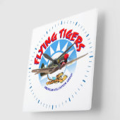 Flying Tigers Quadratische Wanduhr (Winkel)