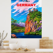 Flying to Germany, Castle on Rhein, Vintag Poster (Küche)