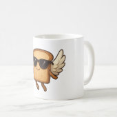 Flying Toast with Wings Cute Cartoon Illustration Kaffeetasse (VorderseiteRechts)