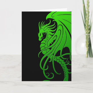 Flying Tribal Dragon - grün auf schwarz Karte