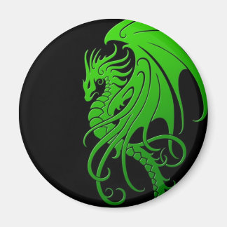 Flying Tribal Dragon - grün auf schwarz Magnet