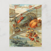 Flying Turkey Airplane Pumpkin Apple Pear Corn Postkarte (Vorderseite)