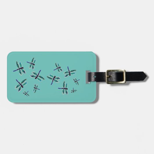 Flying Turquoise Dragonfly Gepäckanhänger (Vorderseite horizontal)