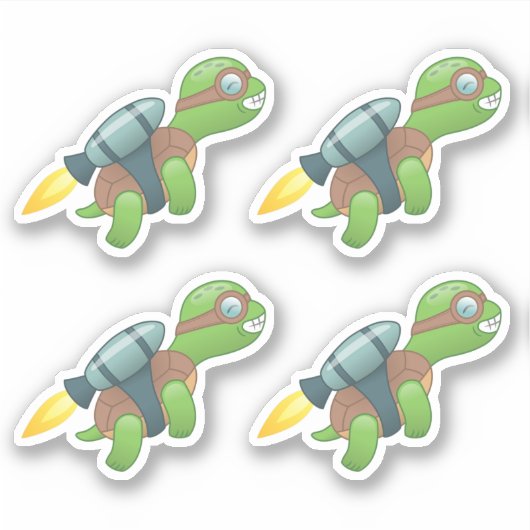 Flying Turtle mit einem Jetpack-Set von 4 Aufkleber (Vorderseite)